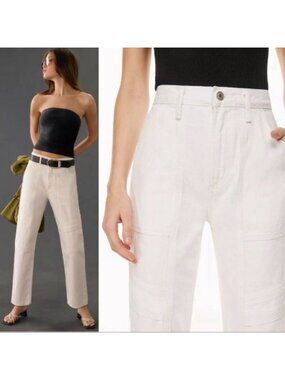 AGOLDE Women's Cooper Cargo Straight Leg High Waisted Jeans in Milkshake